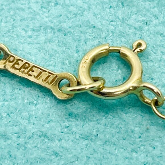 Tiffany & Co. Peretti 18K Gold Diamond 15mm Open Heart Pendant Necklace 18" - Picture 8 of 13